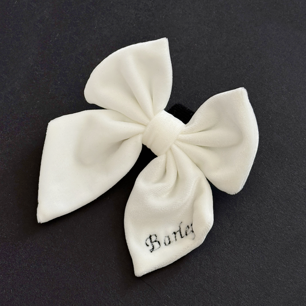 PERSONALISED Velvet Sailor Bow Tie - White