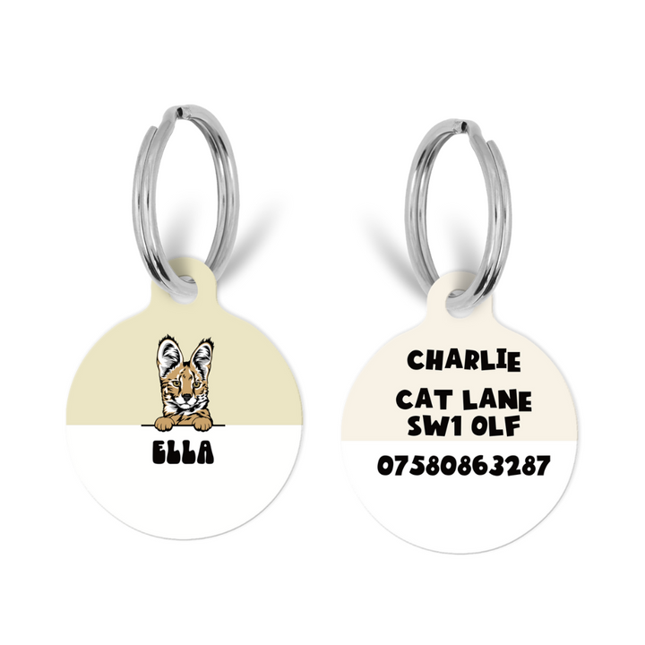 Personalised Cat Cartoon ID Tag - Nude