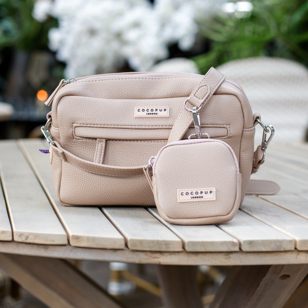 PU Leather Dog Walking Bag Bundle - Caramel