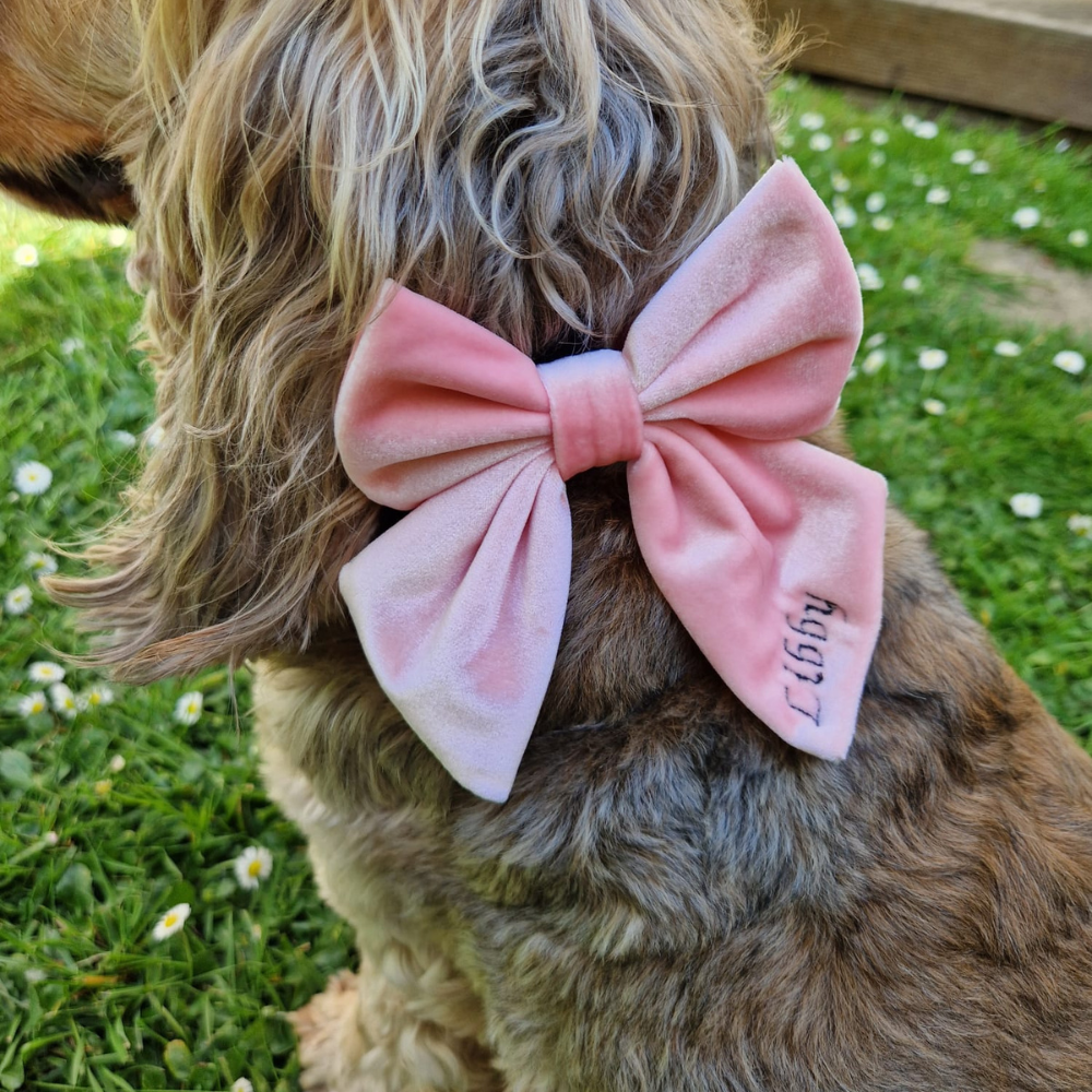PERSONALISED Velvet Sailor Bow Tie - Baby Pink
