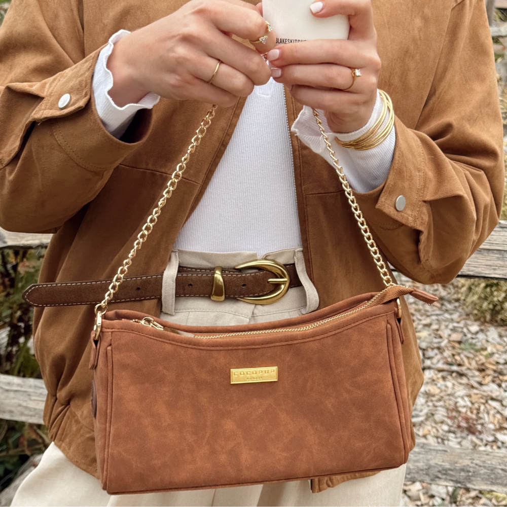 Dog Walking Bag - Tan Suedette