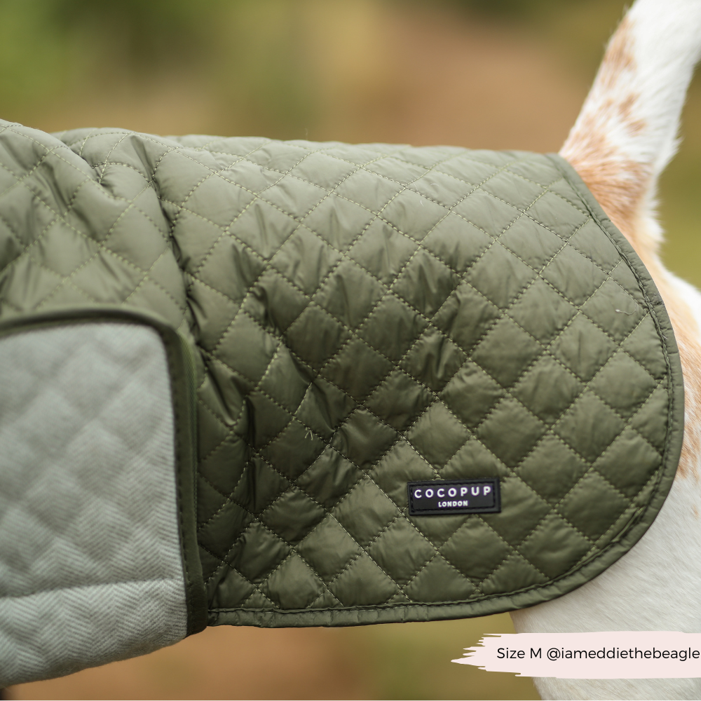 LUXE Quilted Dog Coat - Country Khaki