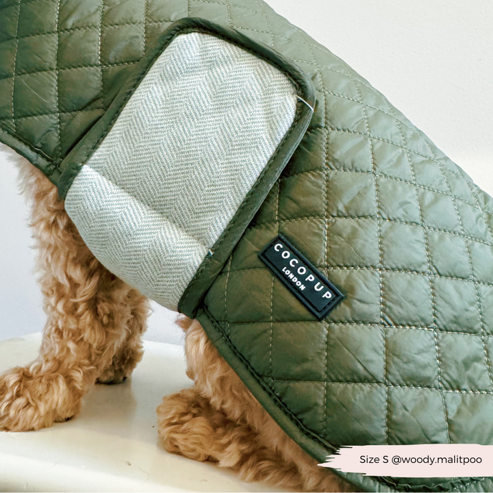 LUXE Quilted Dog Coat - Country Khaki