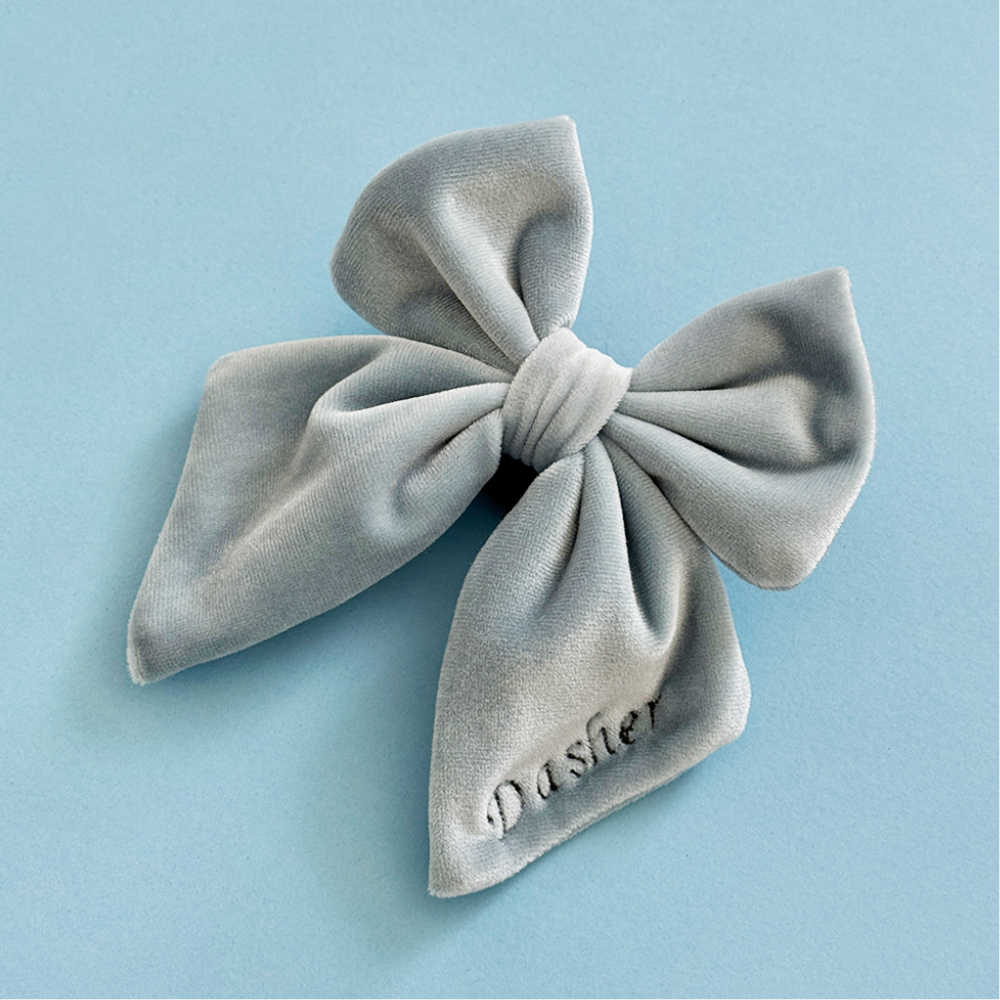PERSONALISED Velvet Sailor Bow Tie - Baby Blue