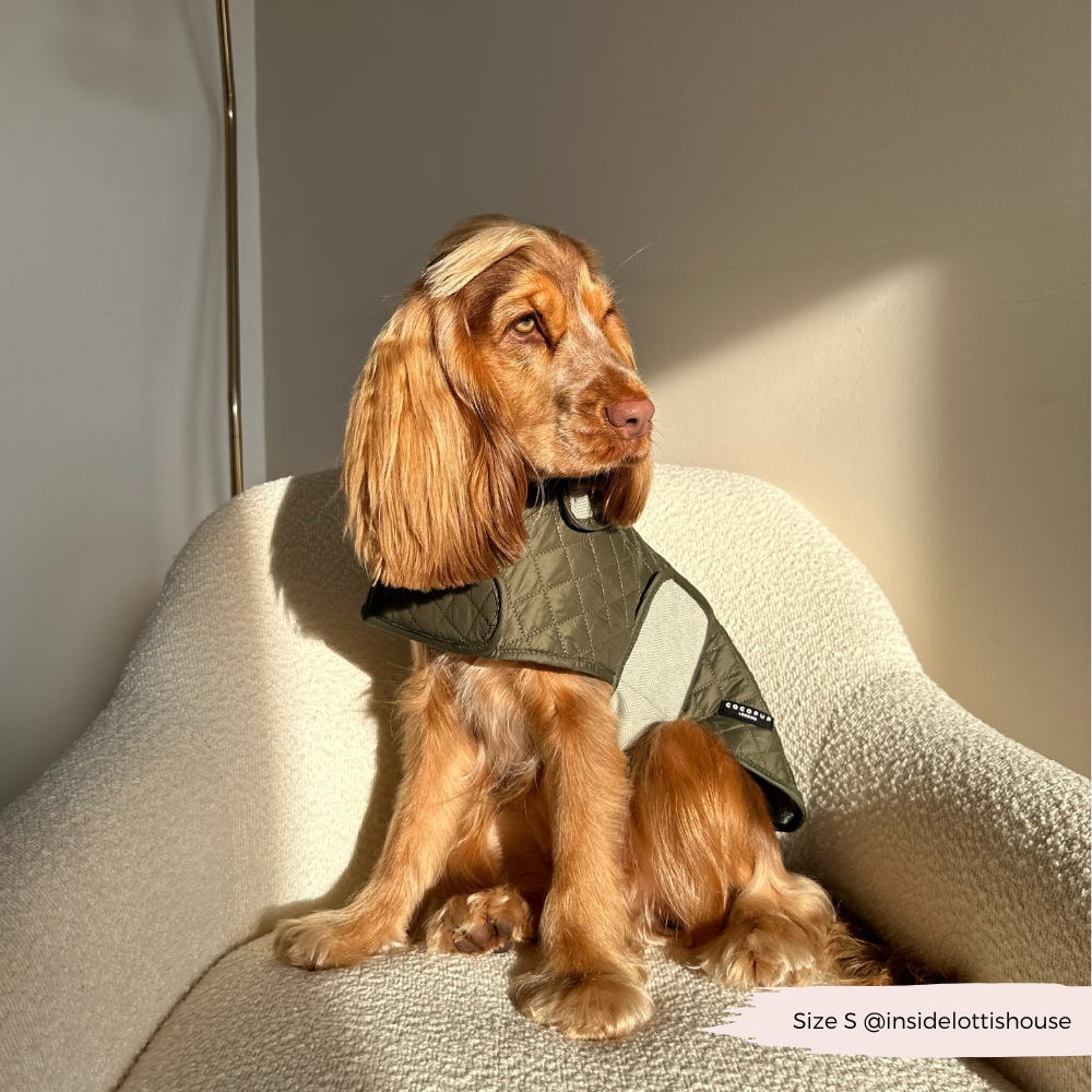 LUXE Quilted Dog Coat - Country Khaki