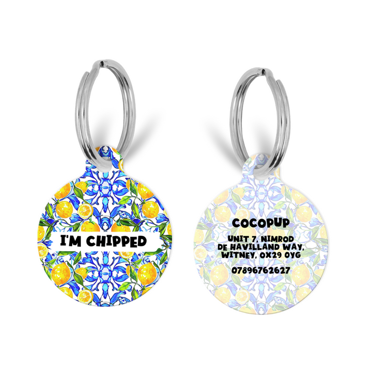 Personalised 'I'm Chipped' ID Tag - Amalfi Lemon