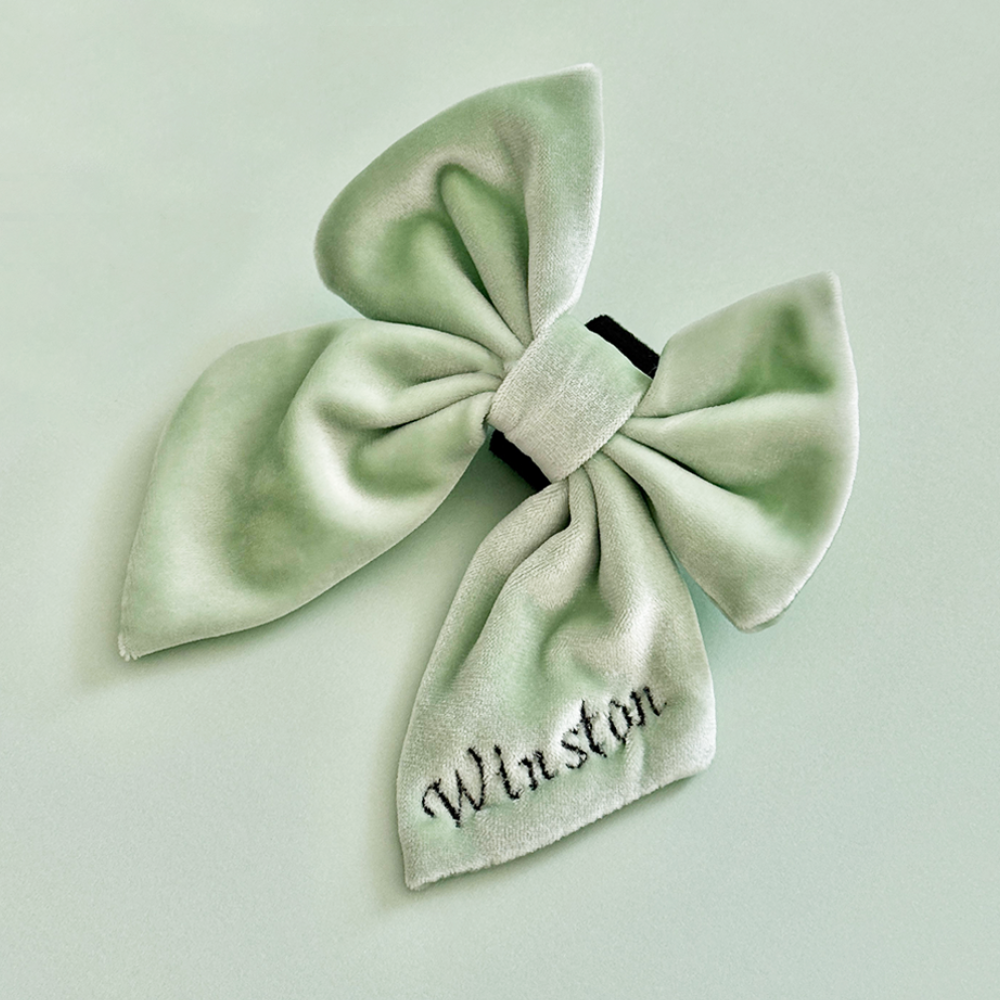 PERSONALISED Velvet Sailor Bow Tie - Sage