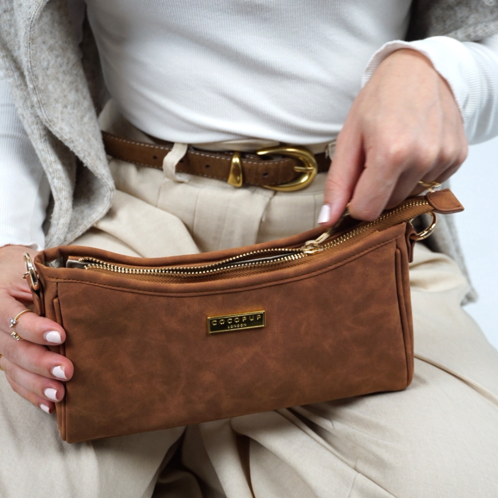 Dog Walking Bag - Tan Suedette