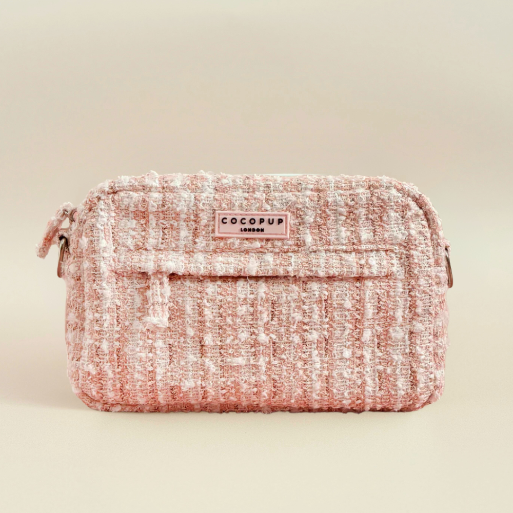Dog Walking Bag - Pink Textured Tweed