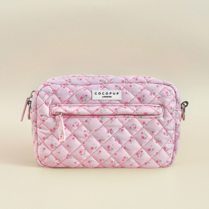 Dog Walking Bag - Quilted Ditsy Floral Pink