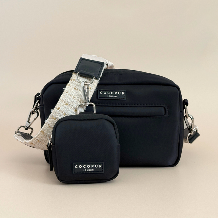 Dog Walking Black Bag Bundle - Vanilla Textured Tweed