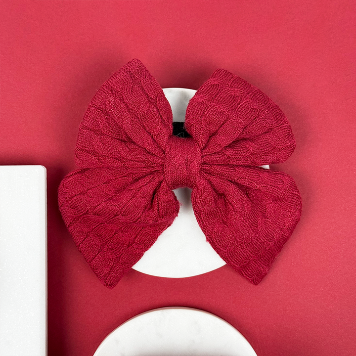 Cable Knit Sailor Bow Tie - Mulled Wine