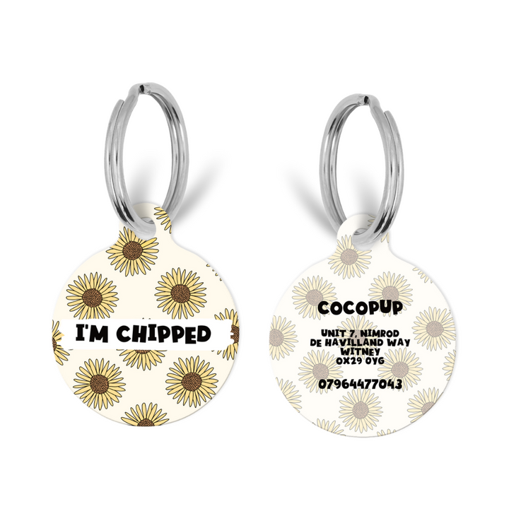 Personalised Text ID Tag - Sunflowers