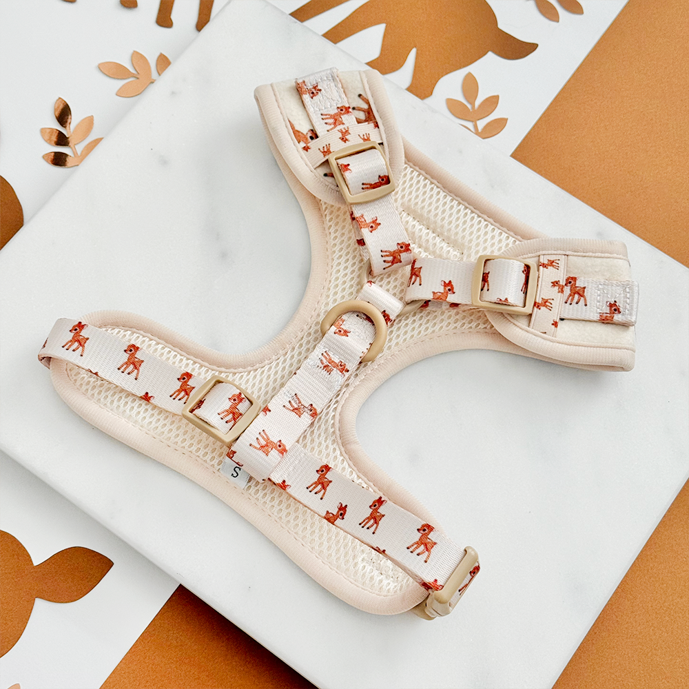 Fleecy Fawn Adjustable Neck Harness, Lead & Collar Bundle