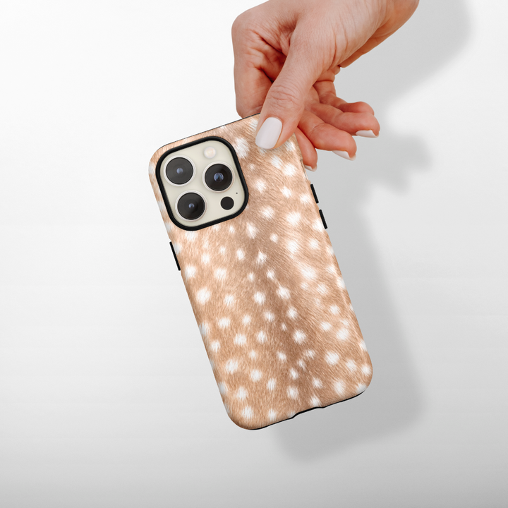 Fluffy fawn print tough case.