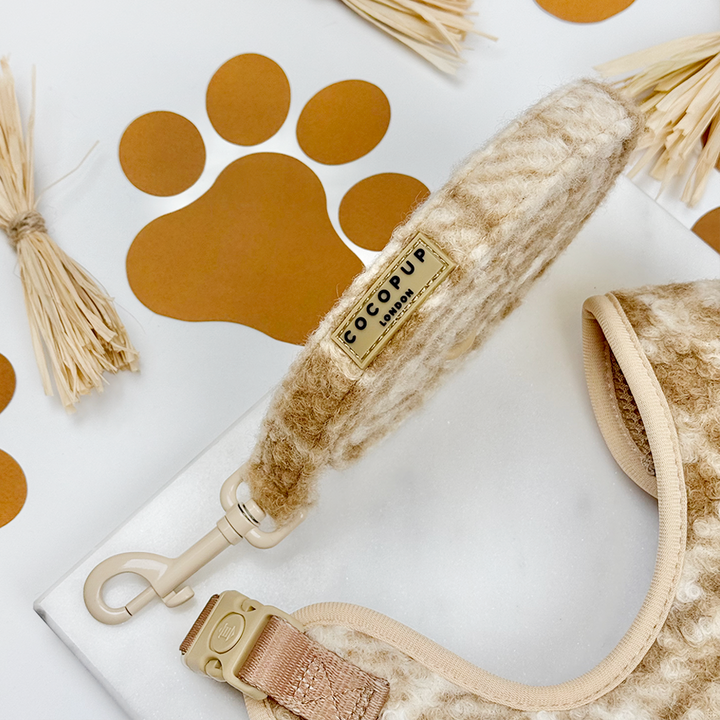 Highland Fleece Adjustable Neck Harness, Lead & Collar Bundle - Oatmeal