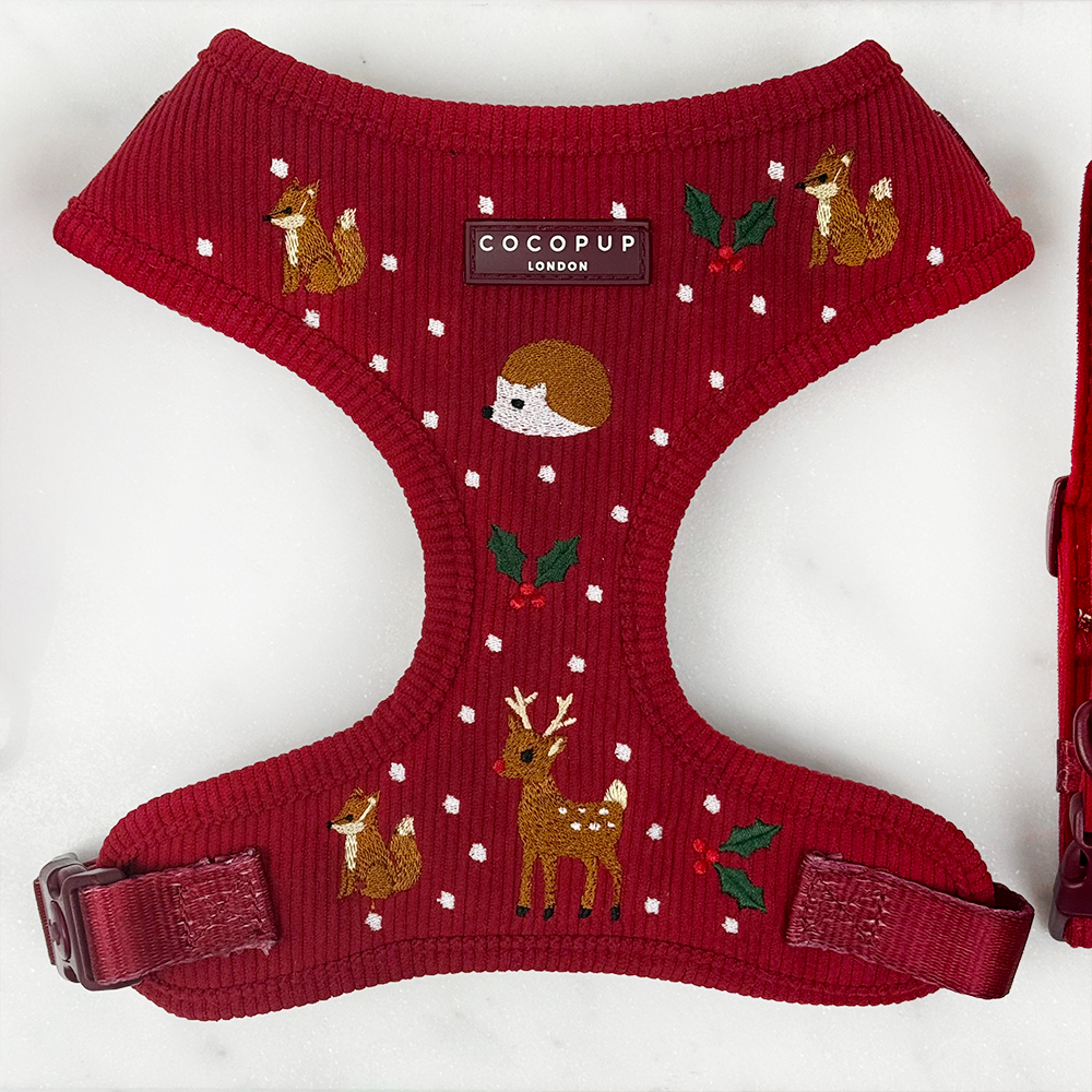 Holly Jolly Trails Adjustable Neck Harness, Lead & Collar Bundle