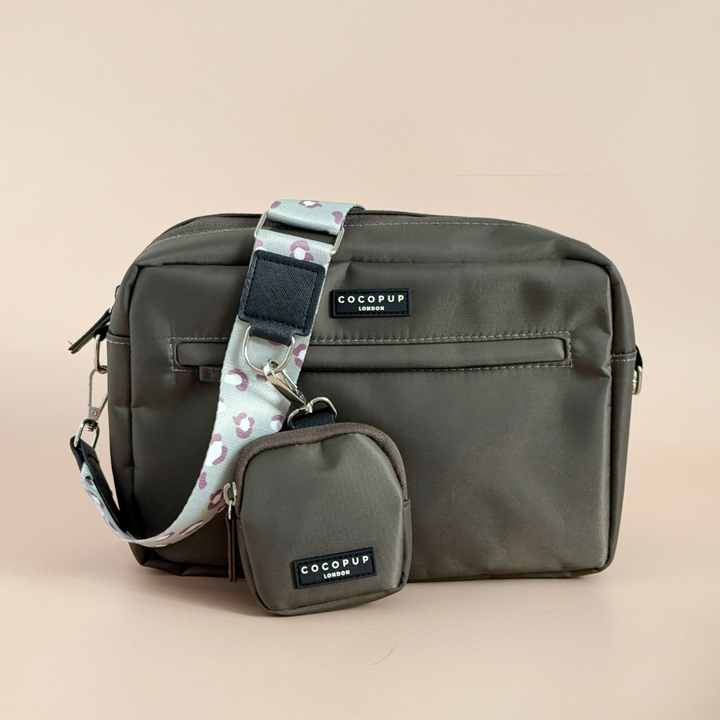 Large Dog Walking Mocha Bag Bundle - Sage Leopard