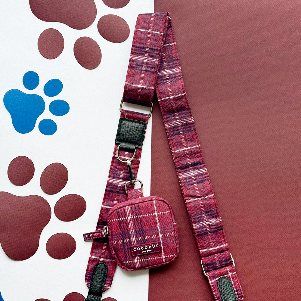 Mulberry Plaid Dog Walking Bag Bundle - Mulberry Plaid