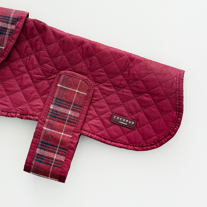 Quilted Dog Coat - Mulberry Plaid