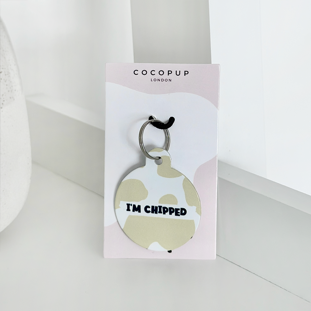 Personalised 'I'm Chipped' ID Tag - Nude Cow