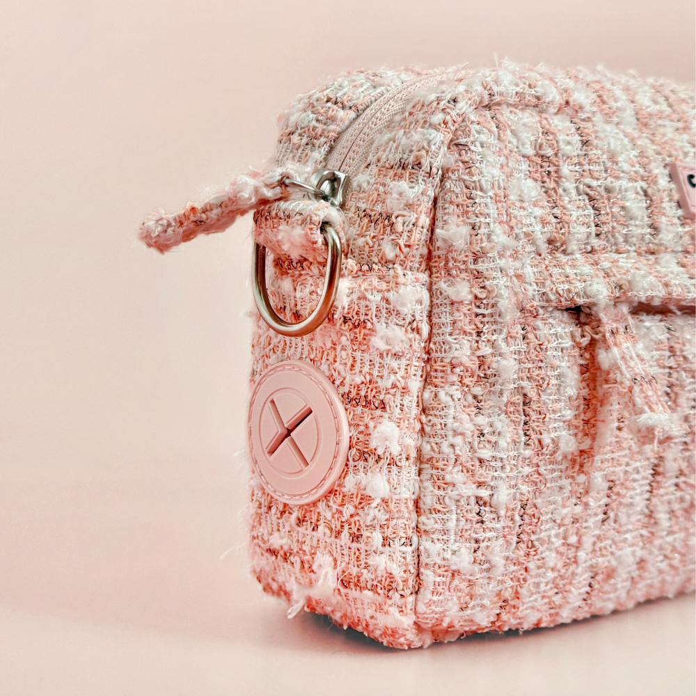 Dog Walking Bag - Pink Textured Tweed