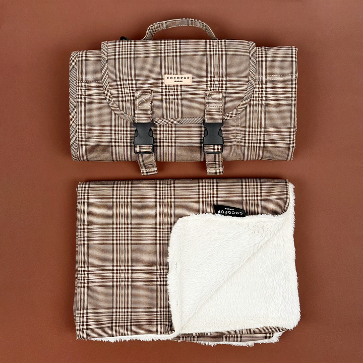 Travel Mat & Blanket Set - Pup Plaid