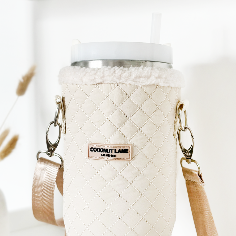 Quilted Cream Tumbler Carry Case by Coconut Lane