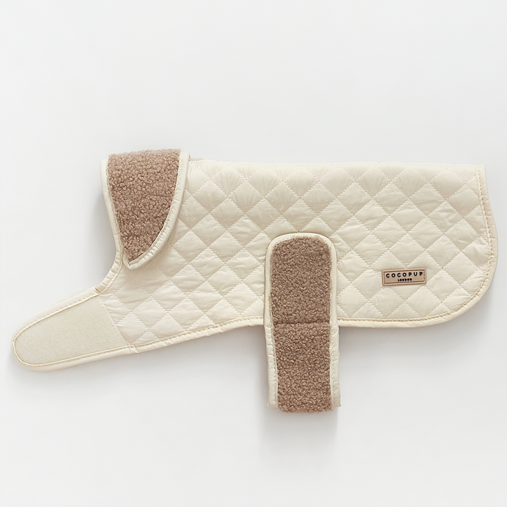 LUXE Quilted Dog Coat - Creamy Chai