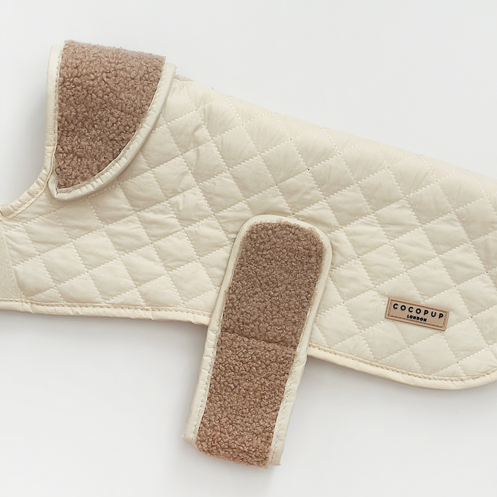 LUXE Quilted Dog Coat - Creamy Chai