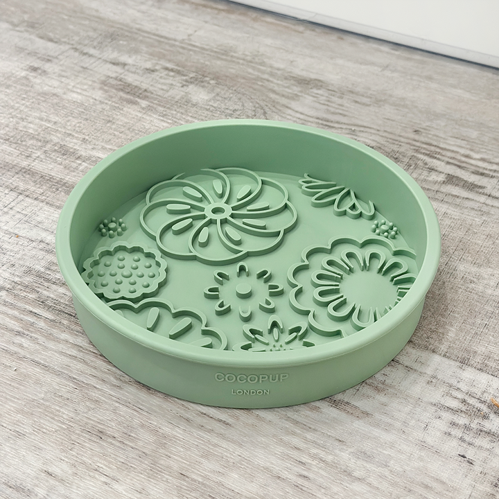 Silicone Slow Feed Dog Bowl - Sage Flowers