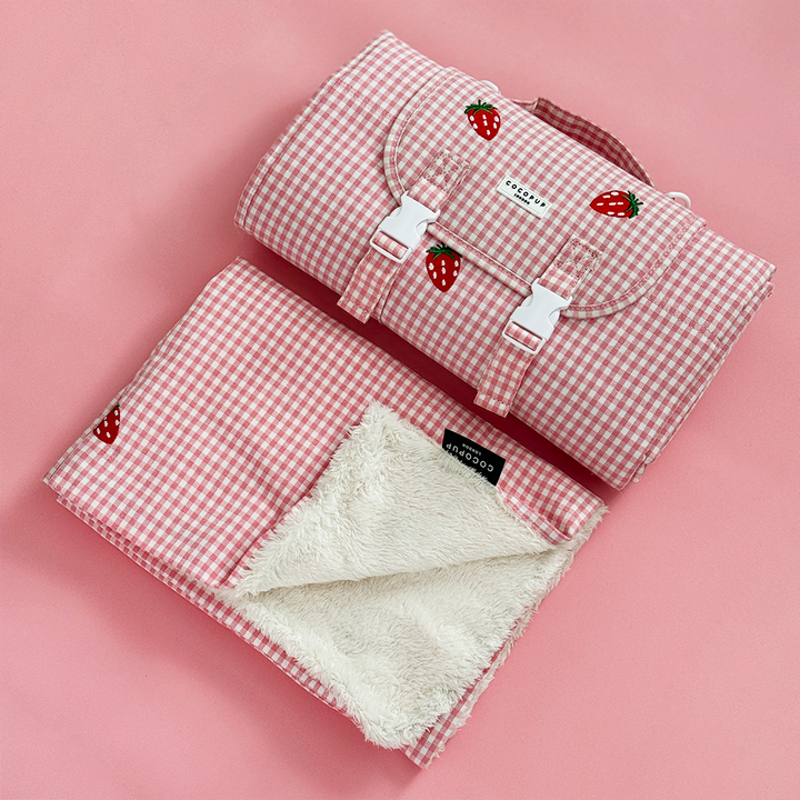 Travel Mat & Blanket Set - Strawberry Picnic Pup