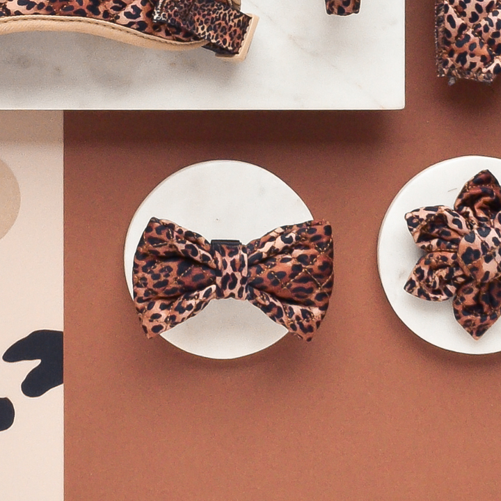 Quilted Leopard Pup Bow Tie