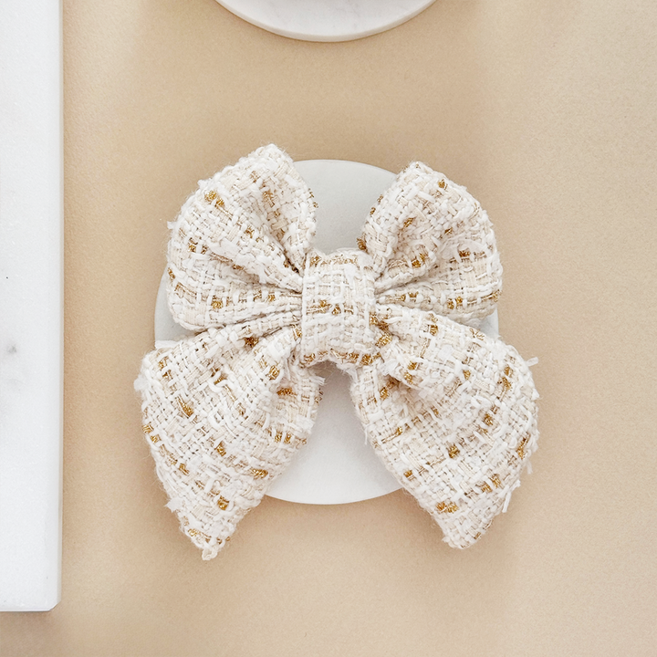 Vanilla Textured Tweed Sailor Bow Tie