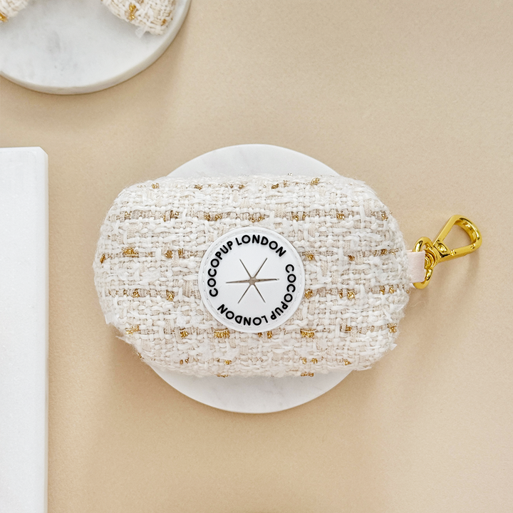 Vanilla Textured Tweed Poop Bag Holder