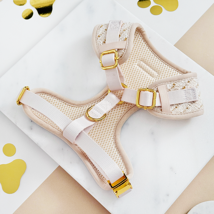 Vanilla Textured Tweed Adjustable Neck HARNESS