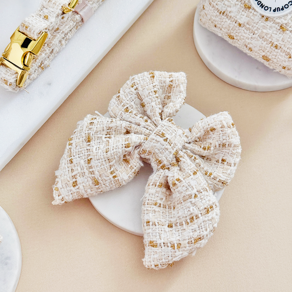 Vanilla Textured Tweed Sailor Bow Tie