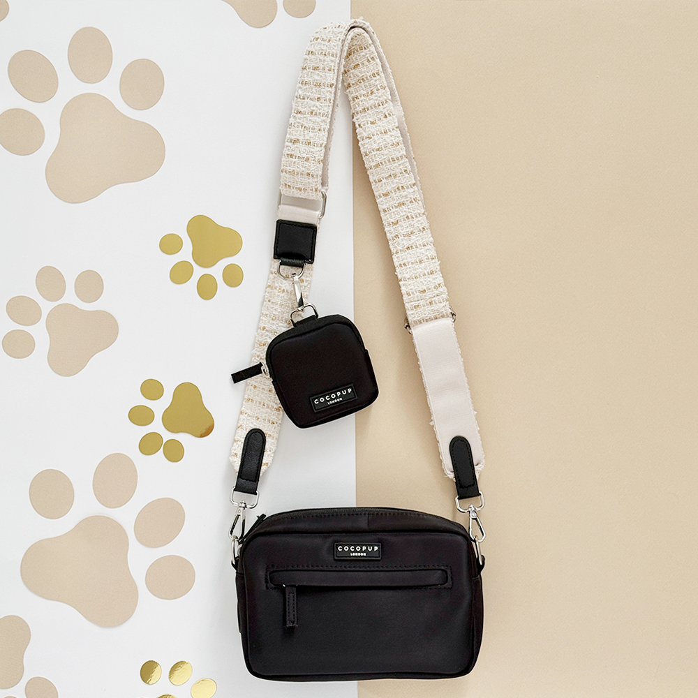 Dog Walking Black Bag Bundle - Vanilla Textured Tweed