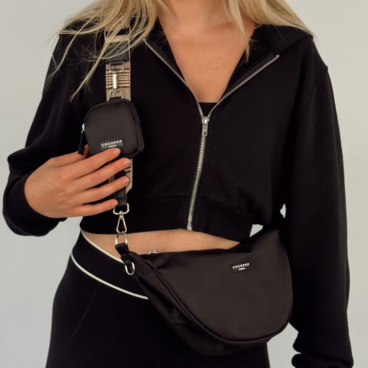 Crossbody Crescent Dog Walking Bag - Original Black