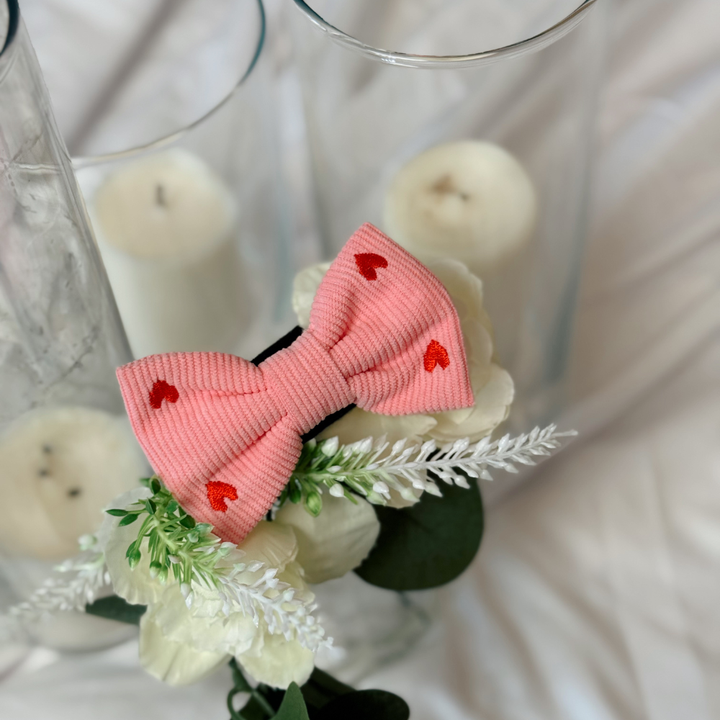 Pink Heartstrings Cord Bow Tie
