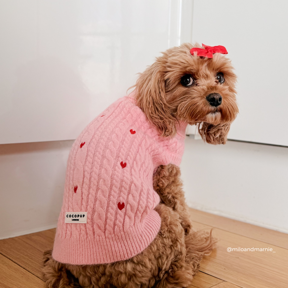 Jumper - Cable Knit Pink Heartstrings