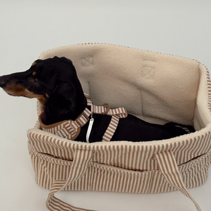 Dog Carrier - London Linen Stripes
