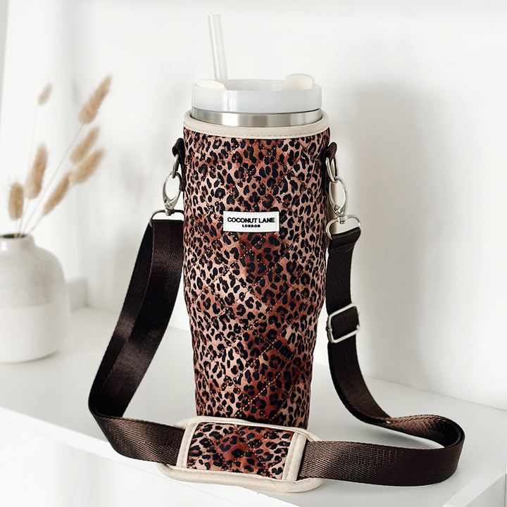 Quilted Leopard Pup Tumbler Carry Case by Coconut Lane