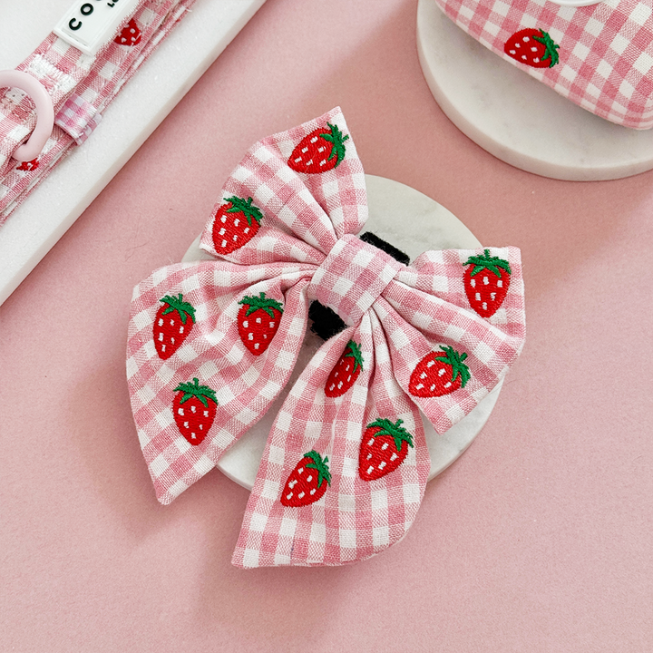 Strawberry Picnic Pup Sailor Bow Tie
