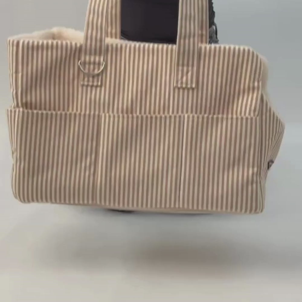 Dog Carrier - London Linen Stripes
