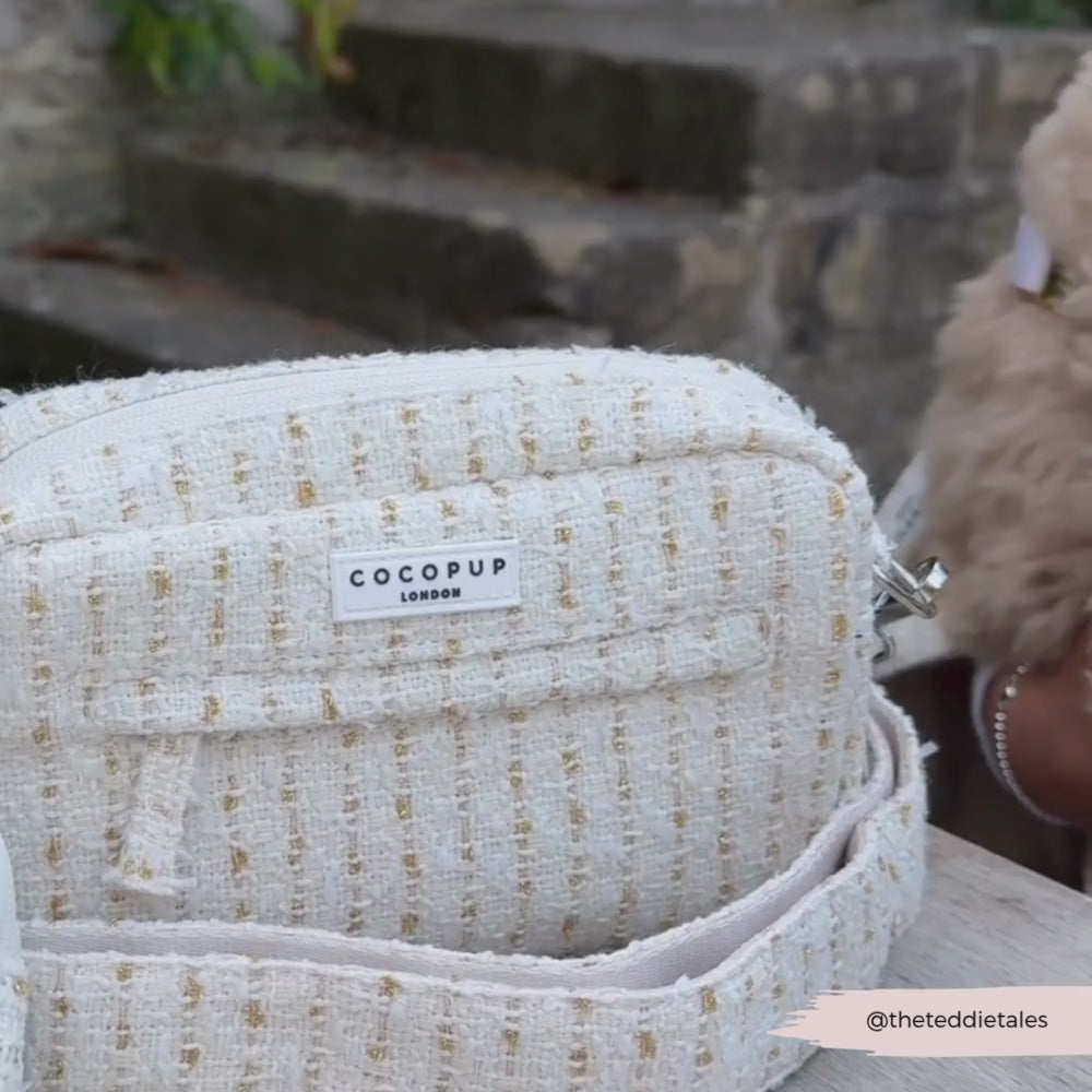Vanilla Textured Tweed Dog Walking Bag Bundle - Vanilla Textured Tweed