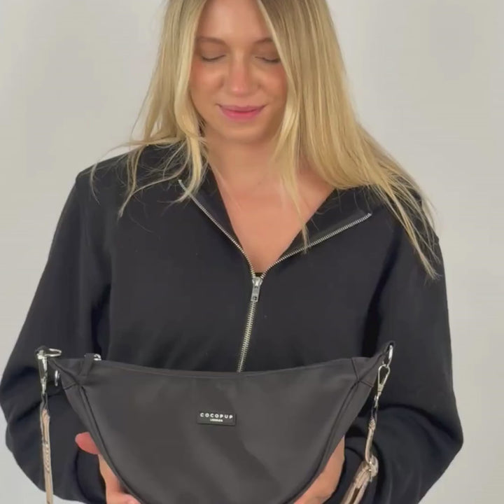 Crossbody Crescent Dog Walking Bag - Original Black
