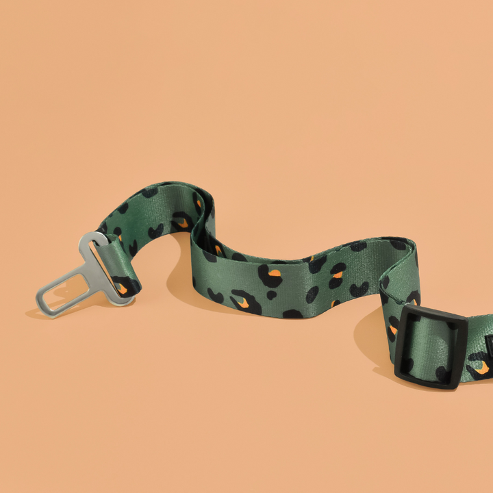 Seat Belt Restraint - Khaki Leopard